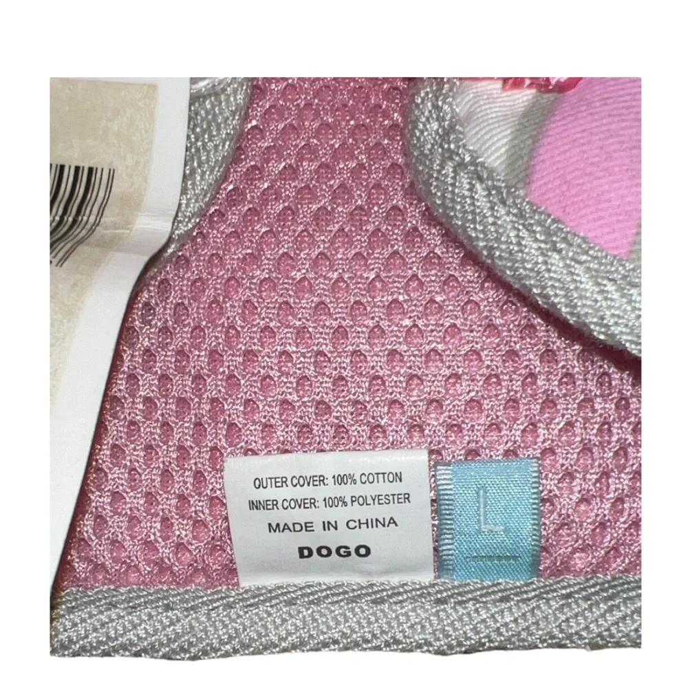 EasyGo Sweetbow Dog Harness by DOGO / LARGE / Pink White Gray NWT